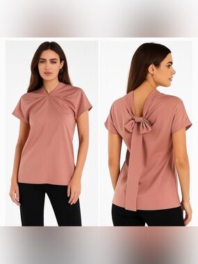 MARNI Shappe Silk Toile Apricot Short Cap Sleeve Tie Top Blouse size 38